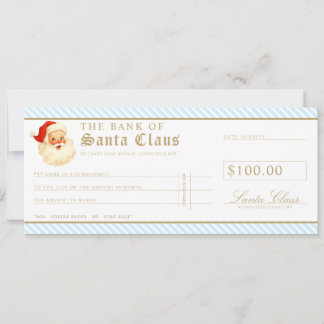 Blue Santa Cheque Gift Voucher Card 招待状