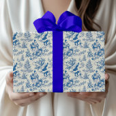 Blue Santa Toile Wrapping Paper Vintage  ラッピングペーパー