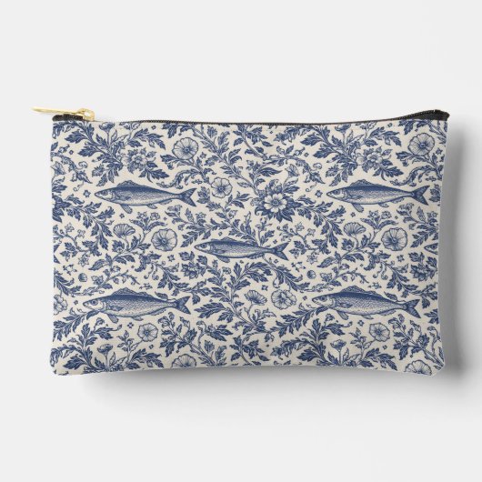 Blue Sardine Chinoiserie Cosmetic Pouch  アクセサリーポーチ (正面)