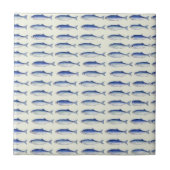 Blue Sardines Horizontal Minimal Coastal Pattern タイル (正面)