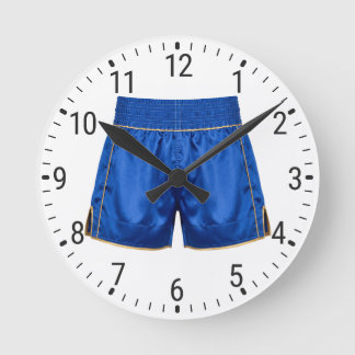 Blue Satin Boxing Shorts Trunk Boxer Decor ラウンド壁時計