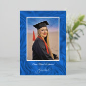 Blue Satin High School Graduation announcement 箔シーズンカード (立ち正面)
