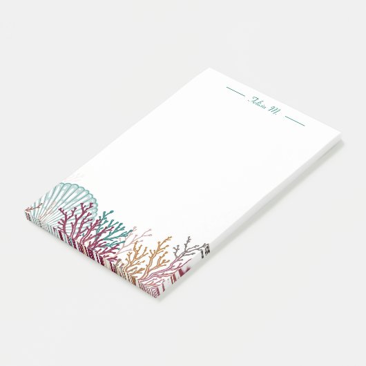 Blue Scallop Shell and Coral ポストイット (アングル)