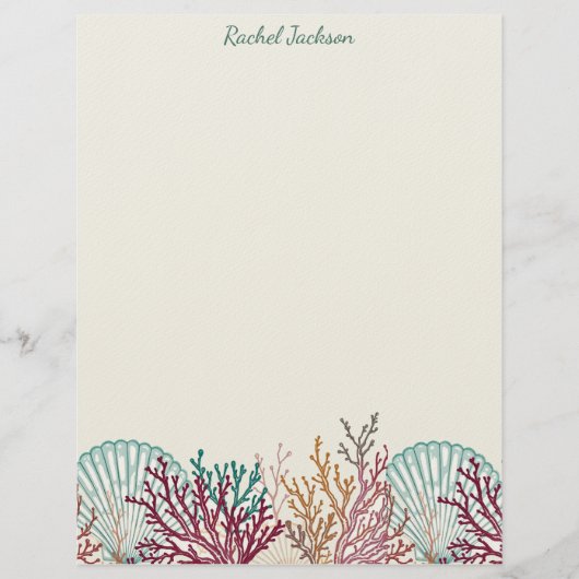 Blue Scallop Shells and Coral レターヘッド (正面)