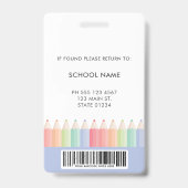 Blue School Teacher Barcode Photo ID badge バッジ (裏面)