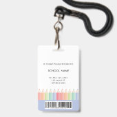 Blue School Teacher Barcode Photo ID badge バッジ (裏面（ネックストラップ付）)