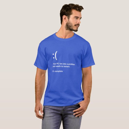 Blue Screen of Death Windowsエラおもしろいー・メッセージ Tシャツ (正面フル)