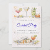 Blue Script Cocktail Night Invitation 招待状 (正面)