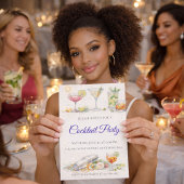 Blue Script Cocktail Night Invitation 招待状