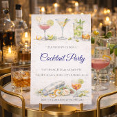 Blue Script Cocktail Night Invitation 招待状