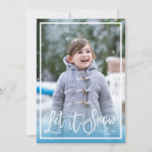 Blue Script Let it Snow Holiday Photo シーズンカード (正面)