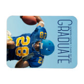 Blue Script Overlay Graduate Photo Football Player マグネット (横)