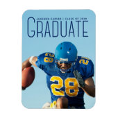 Blue Script Overlay Graduate Photo Football Player マグネット (縦)