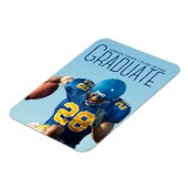 Blue Script Overlay Graduate Photo Football Player マグネット (左側)