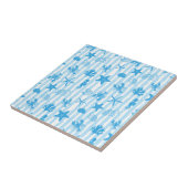 Blue Sea Creatures Nautical Doodle Pattern タイル (側面)