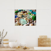 Blue Sea Glass art prints Coastal Beach Agates ポスター (キッチン)