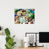 Blue Sea Glass art prints Coastal Beach Agates ポスター (ホームオフィス)