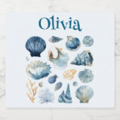 Blue Sea Shells Liquor Label | Custom Name リキュールボトルラベル (シングルラベル)