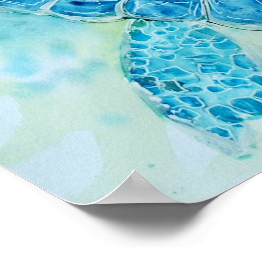 Blue Sea Turtle ポスター (角)