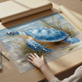 Blue Sea Turtle Coastal Beach Art Print | Poster ポスター