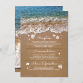 Blue Sea Waves and Sandのビーチ結婚式情報 エンクロージャーカード (正面/裏面)