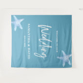 Blue Sea Wedding Welcome Sign Backdrop タペストリー (正面(横))