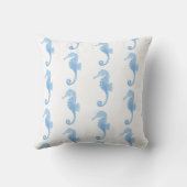 Blue Seahorse Coastal Pattern  クッション (裏面)