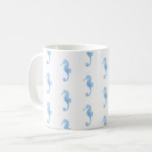 Blue Seahorse Coastal Pattern Mug  コーヒーマグカップ (正面左)