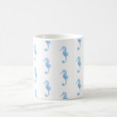 Blue Seahorse Coastal Pattern Mug  コーヒーマグカップ (中央)