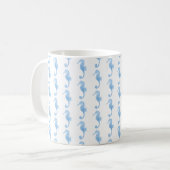 Blue Seahorse Coastal Pattern Mug  コーヒーマグカップ (正面左)