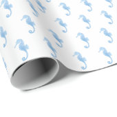 Blue Seahorse Coastal Pattern Wrapping Paper ラッピングペーパー (ロールコーナー)