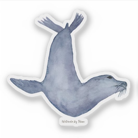 Blue seal watercolor illustration シール (正面)