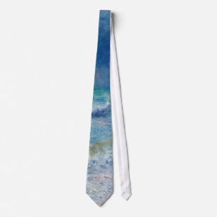 Blue Seascape by Renoir Impressionist Painting ネクタイ