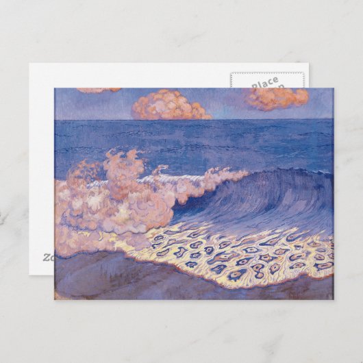 Blue seascape, Wave Effect, c.1893 ポストカード (正面/裏面)