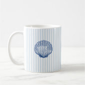Blue Seashell Clamshell Blue Stripe Art Mug コーヒーマグカップ (左)