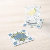 Blue Seashell Coastal Christmas スクエアペーパーコースター (インサイチュ)