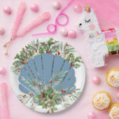 Blue Seashell Coastal Christmas ペーパープレート (パーティー)