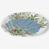 Blue Seashell Coastal Christmas ペーパープレート (アングル)