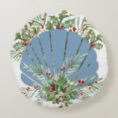 Blue Seashell Coastal Christmas ラウンドクッション (裏面)
