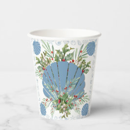 Blue Seashell Coastal Christmas 紙コップ