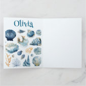 Blue Seashell Folded Card | Custom Name カード (内部)