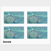 Blue seashell in the foaming sea painting  長方形シール (シート)