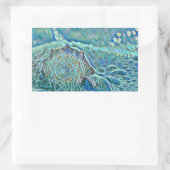 Blue seashell in the foaming sea painting  長方形シール (バッグ)
