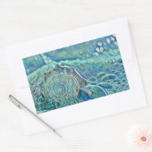Blue seashell in the foaming sea painting  長方形シール (封筒)