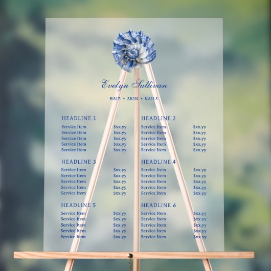 Blue Seashell Logo Price List アクリルサイン (ニュートラル)