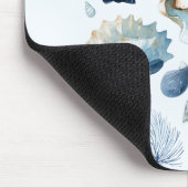 Blue Seashell Mouse Pad | Custom Name マウスパッド (コーナー)