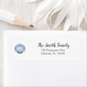 Blue Seashell Ocean Painting Art Address ラベル (インサイチュ)