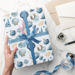 Blue Seashell Summer Wrapping Paper  ラッピングペーパー