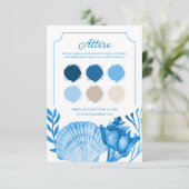 Blue Seashell Wedding Color Palette Card | Coastal エンクロージャーカード (スタンド正面)
