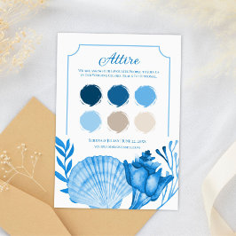 Blue Seashell Wedding Color Palette Card | Coastal エンクロージャーカード